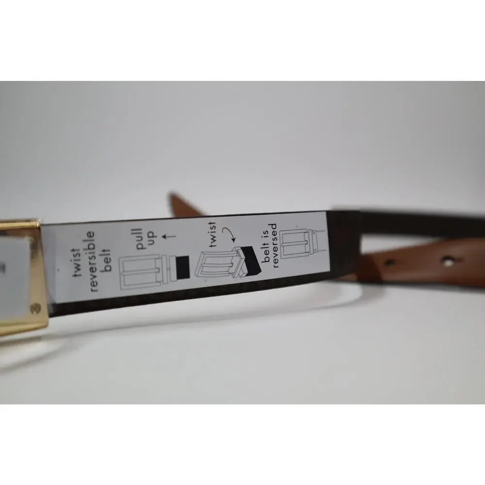 MICHAEL Michael Kors‎ Light Brown and Dark Brown Logo Reversible Belt Size L